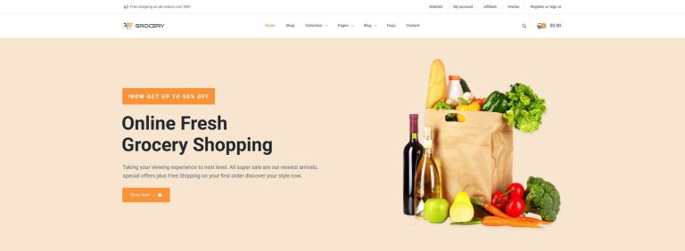 Klant die online boodschappen bestelt op een moderne supermarktwebsite