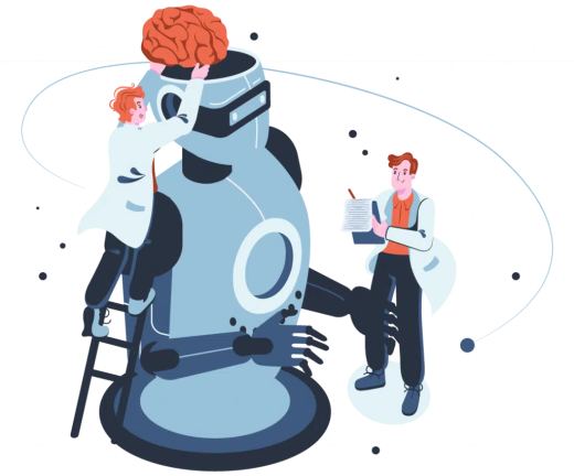 AI en SEO combinatie: kunstmatige intelligentie optimaliseert website voor hogere rankings.