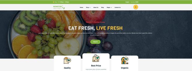 Overzicht van een professionele e-commercewebsite voor een supermarktketen