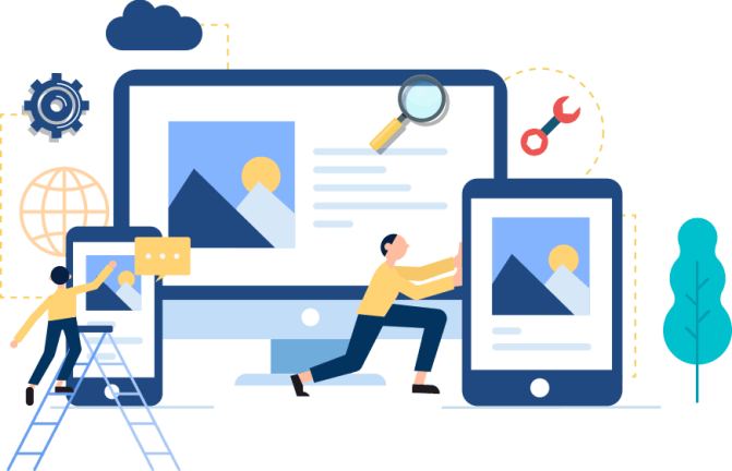 Stappenplan van strategie, ontwerp tot live website met pictogrammen