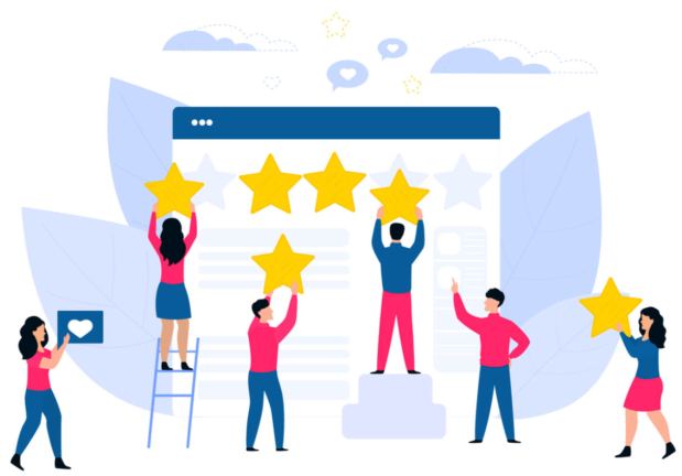 Dashboard van het review management systeem met automatische feedbackverzameling en filtering.
