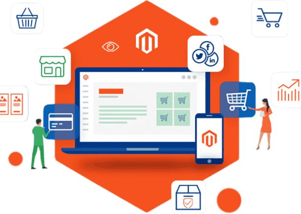 Overzicht van een maatwerk Magento-webshop met moderne productweergave.