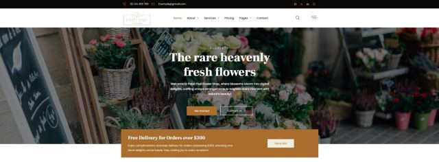 Interieur van een moderne bloemenwinkel met een digitale bestelzuil.