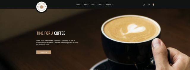 Laptop toont moderne caféwebsite met menukaart en contactgegevens