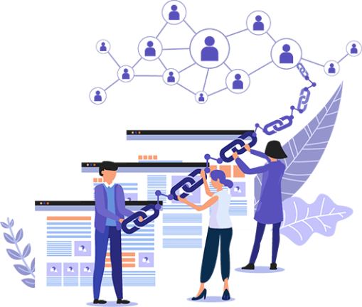 Wereldkaart met verbindingslijnen die internationale linkbuilding illustreren.