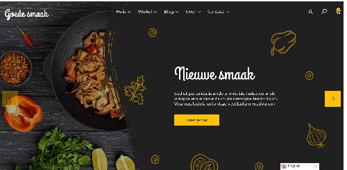 Mobiele website van een café met openingstijden en adres.